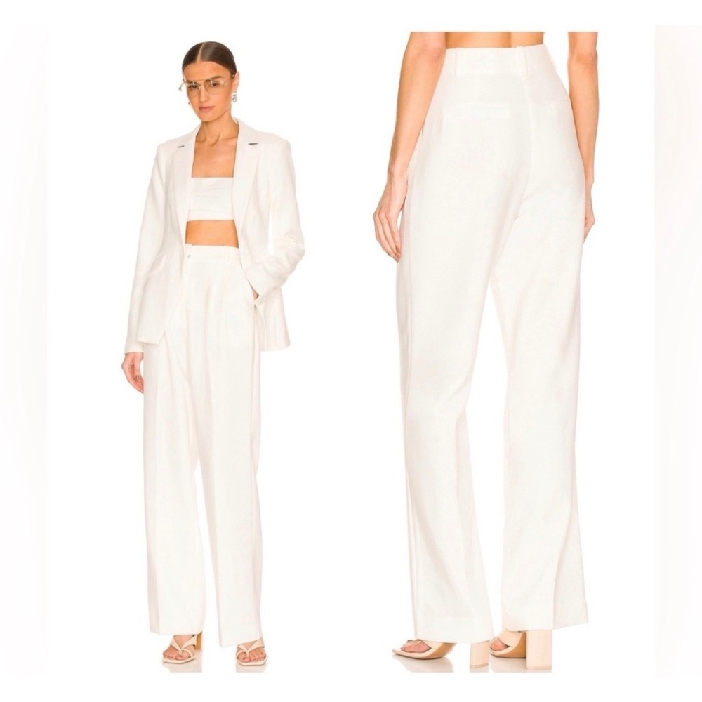 Favorite Daughter High Rise Wide White Boho Preppy Miami Pants 4